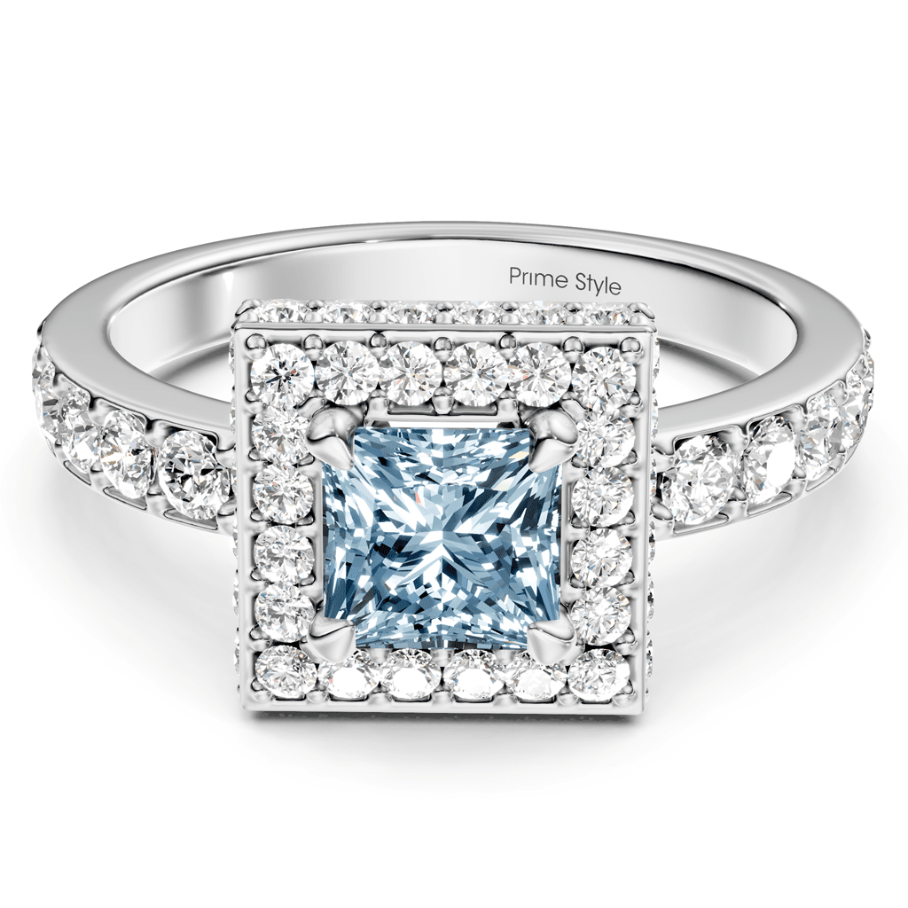 2.00 - 5.00 CT Princess & Round Cut Fancy Blue Diamonds - Engagement Ring - Primestyle.com