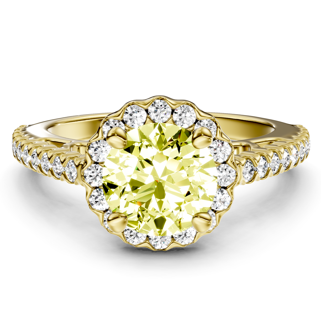 1.35-4.35 CT Round Cut Fancy Yellow Diamonds - Engagement Ring