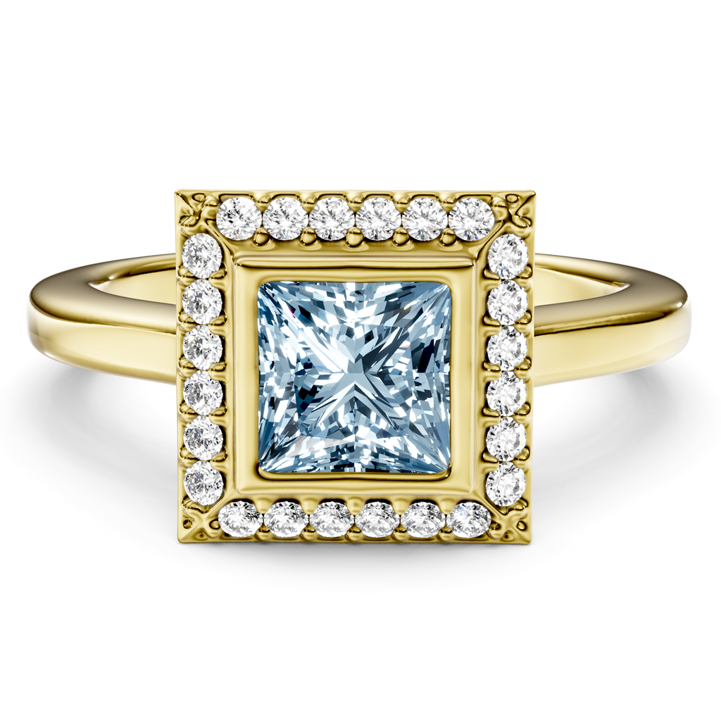 1.14-4.14 CT Princess & Round Cut Fancy Blue Diamonds - Engagement Ring