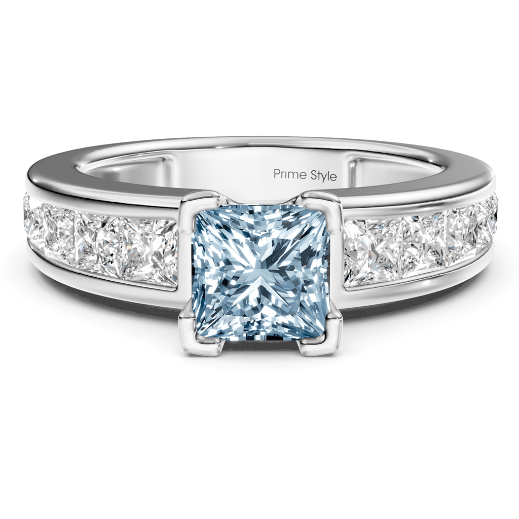 2.20 - 5.20 CT Princess Cut Fancy Blue Diamonds - Engagement Ring - Primestyle.com
