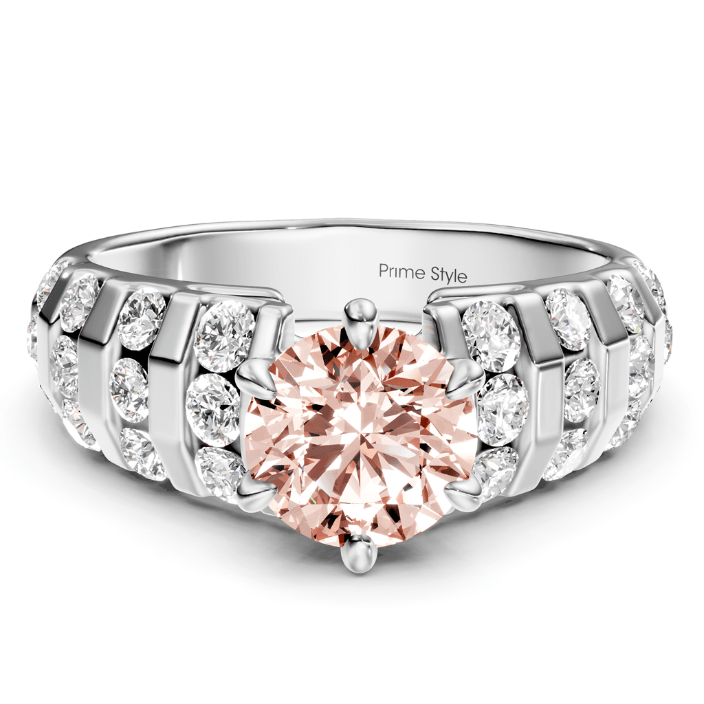 1.75 - 4.75 CT Round Cut Fancy Pink Diamonds - Engagement Ring - Primestyle.com