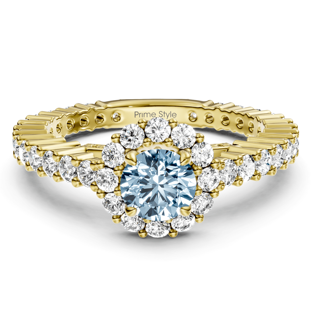 1.85 - 4.85 CT Round Cut Fancy Blue Diamonds - Engagement Ring - Primestyle.com