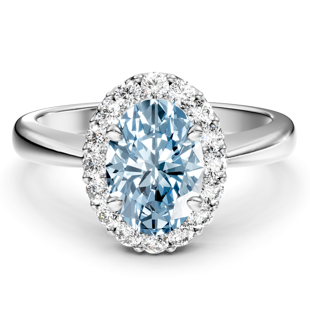 1.30-4.30 CT Oval & Round Cut Fancy Blue Diamonds - Engagement Ring