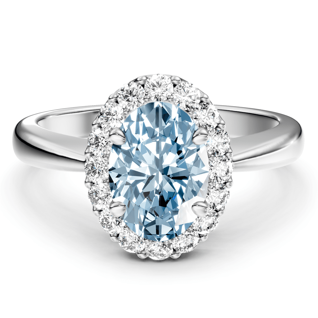 1.30-4.30 CT Oval & Round Cut Fancy Blue Diamonds - Engagement Ring