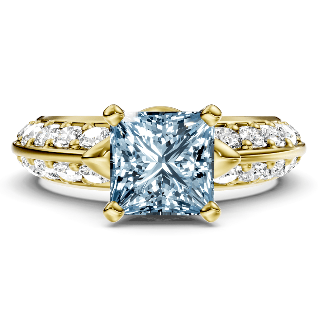 1.65 - 4.65 CT Princess & Round Cut Fancy Blue Diamonds - Engagement Ring - Primestyle.com