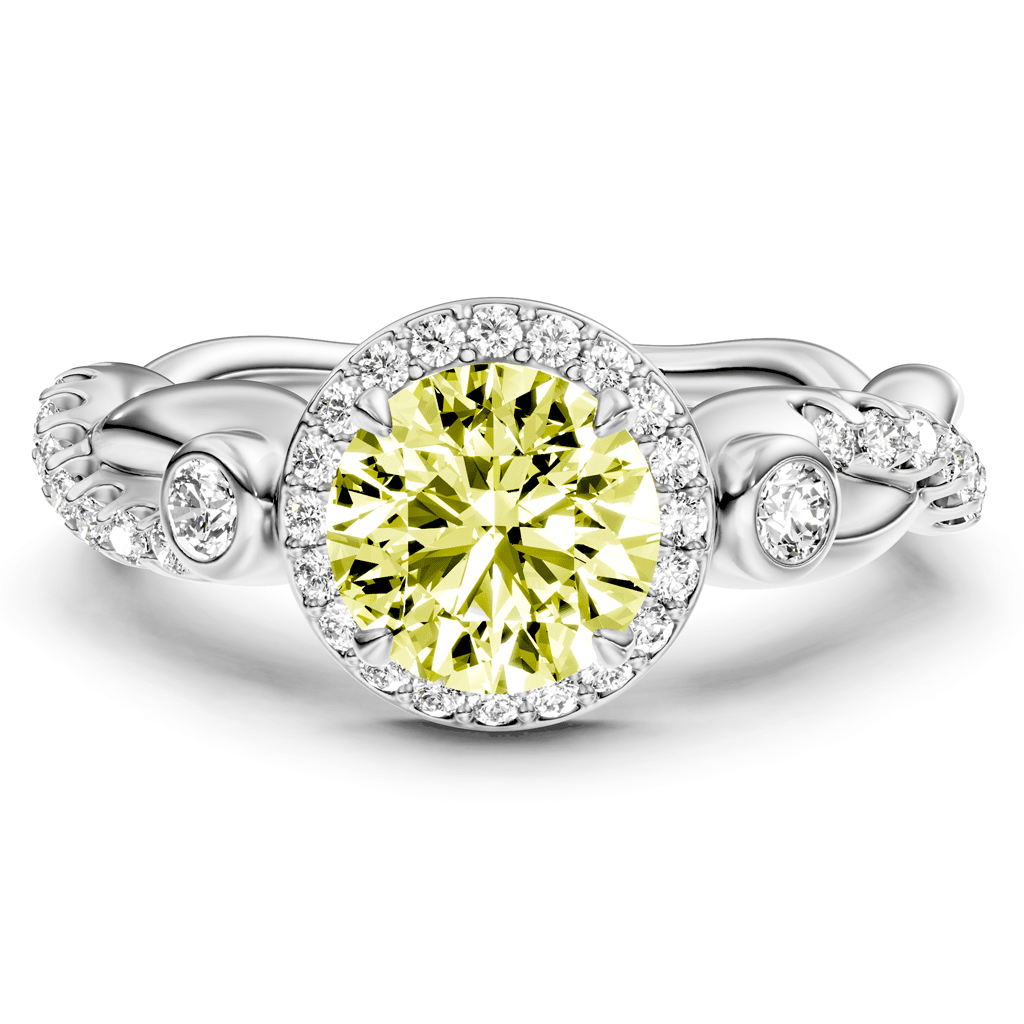 1.70 - 4.70 CT Princess & Round Cut Fancy Yellow Diamonds - Engagement Ring - Primestyle.com
