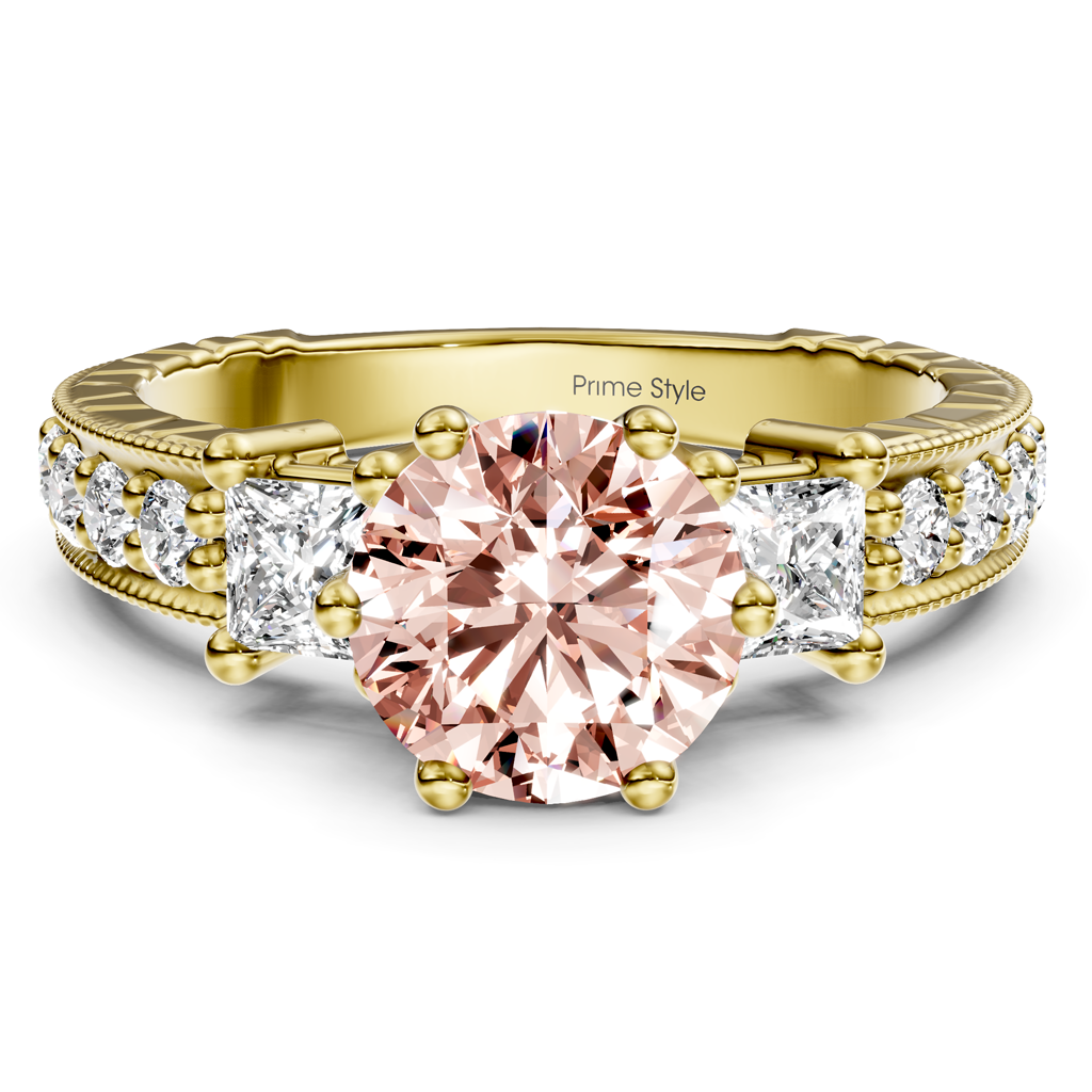 1.70-4.70 CT Princess & Round Cut Fancy Pink Diamonds - Engagement Ring