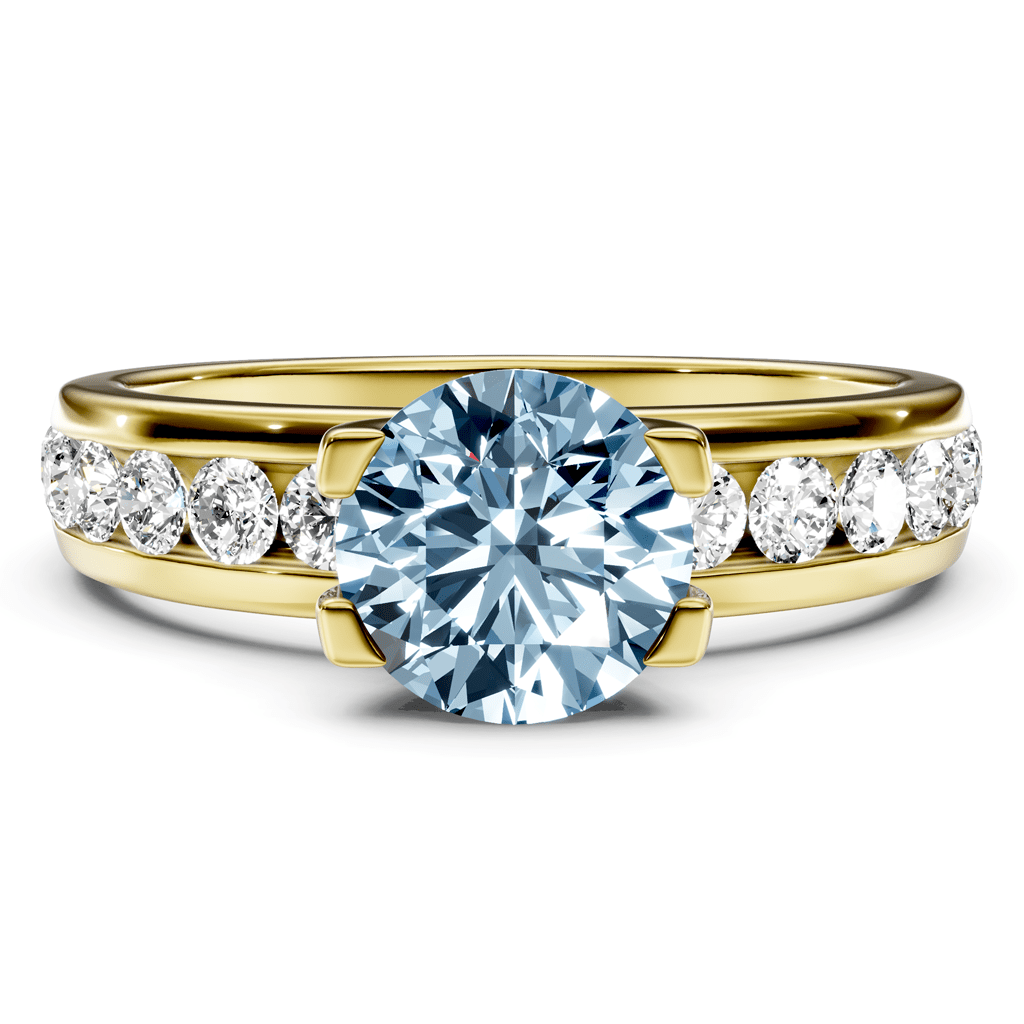 1.60 - 4.60 CT Round Cut Fancy Blue Diamonds - Engagement Ring - Primestyle.com