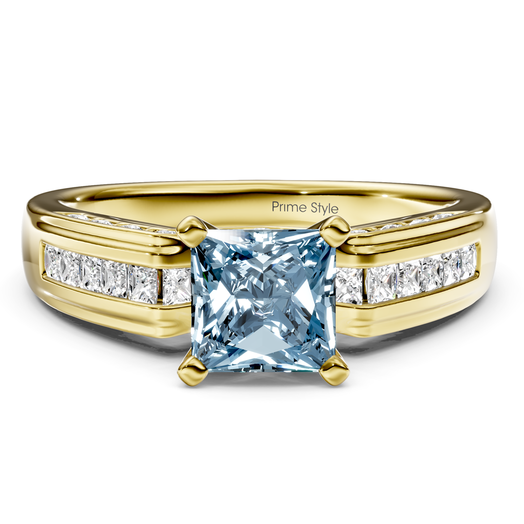 1.45-4.45 CT Princess & Round Cut Fancy Blue Diamonds - Engagement Ring