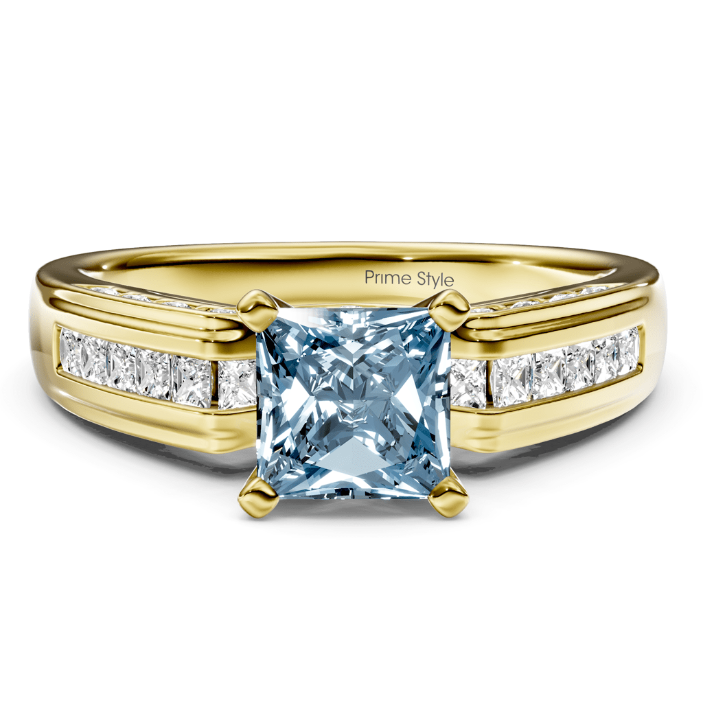 1.45 - 4.45 CT Princess & Round Cut Fancy Blue Diamonds - Engagement Ring - Primestyle.com