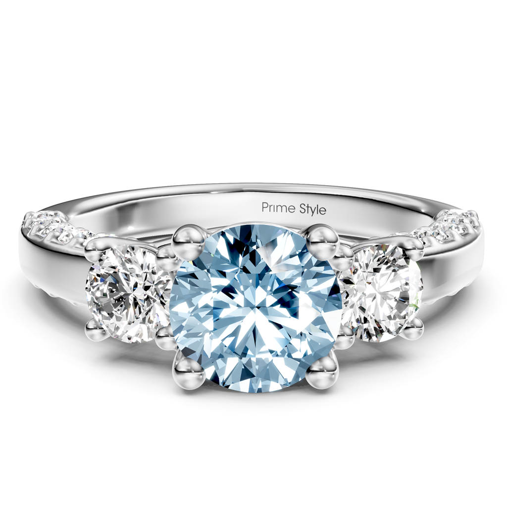 1.90-4.90 CT Round Cut Fancy Blue Diamonds - Engagement Ring