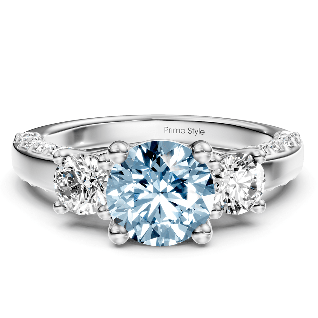 1.90 - 4.90 CT Round Cut Fancy Blue Diamonds - Engagement Ring - Primestyle.com