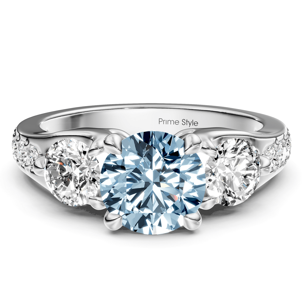 2.05 - 5.05 CT Round Cut Fancy Blue Diamonds - Engagement Ring - Primestyle.com