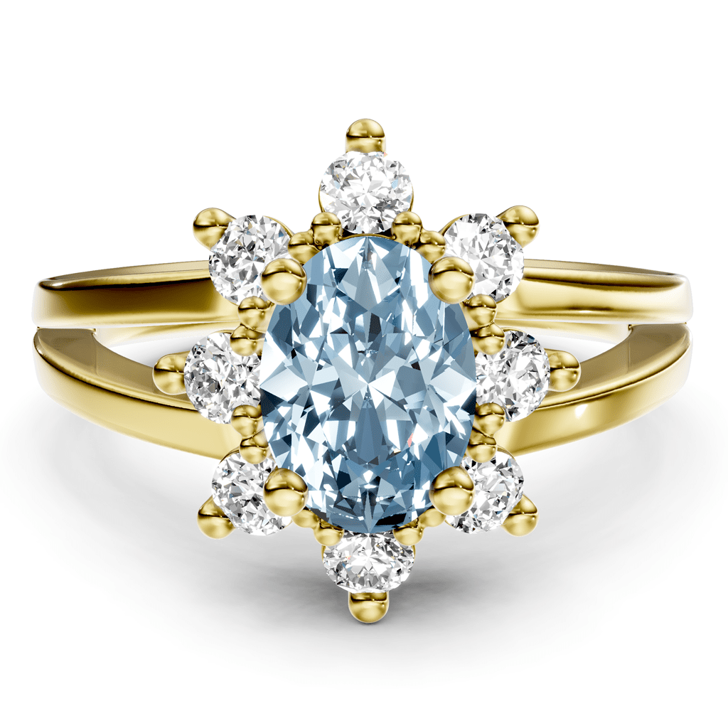 1.40 - 4.40 CT Oval & Round Cut Fancy Blue Diamonds - Engagement Ring - Primestyle.com