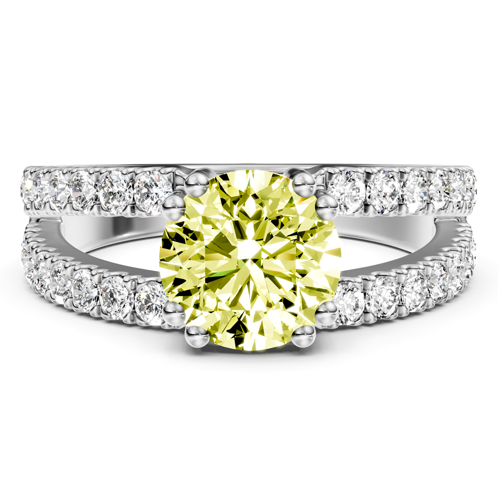 1.70-4.70 CT Round Cut Fancy Yellow Diamonds - Engagement Ring