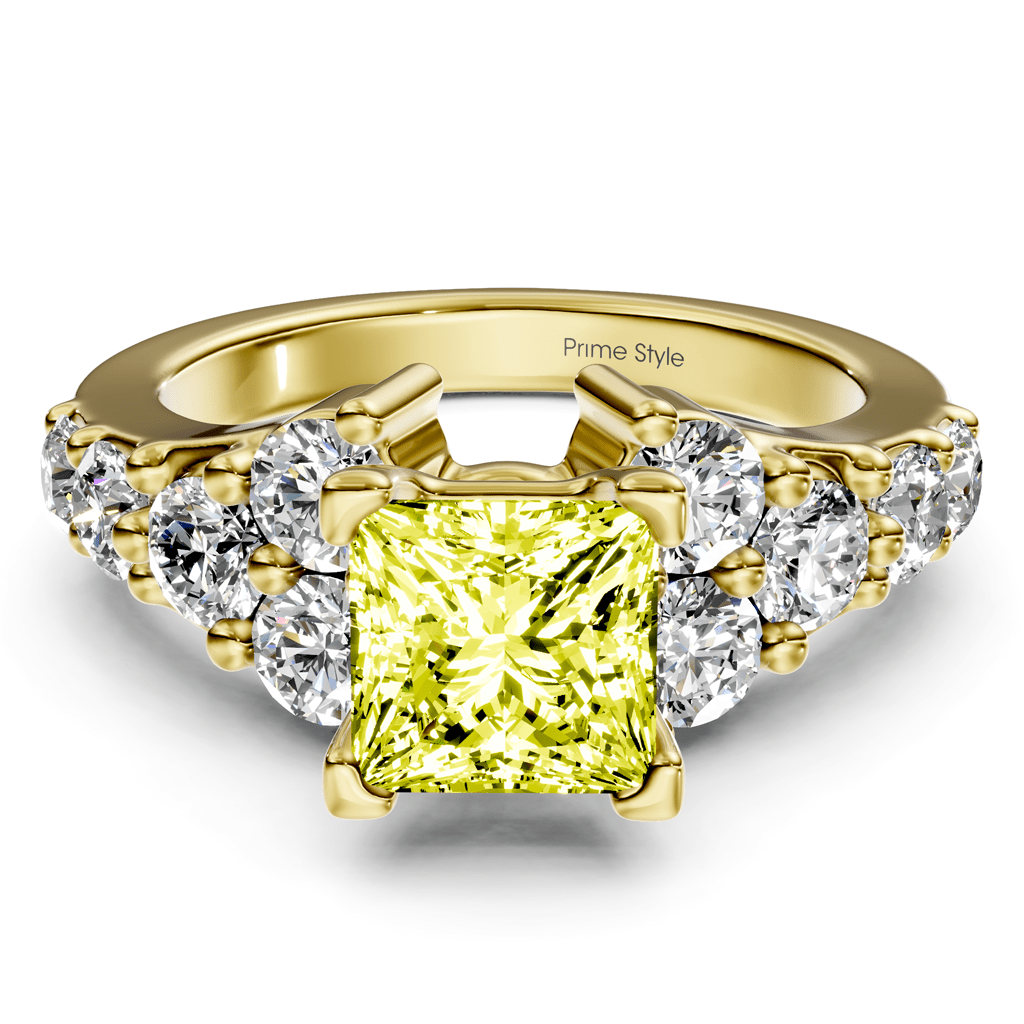 2.40 - 5.40 CT Princess & Round Cut Fancy Yellow Diamonds - Engagement Ring - Primestyle.com