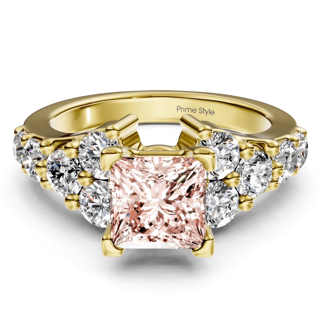 2.40-5.40 CT Princess & Round Cut Fancy Pink Diamonds - Engagement Ring