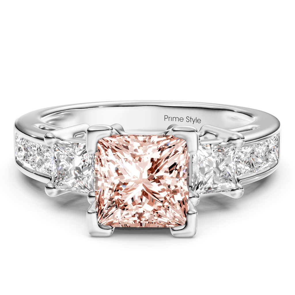 1.85 - 4.85 CT Princess Cut Fancy Pink Diamonds - Engagement Ring - Primestyle.com