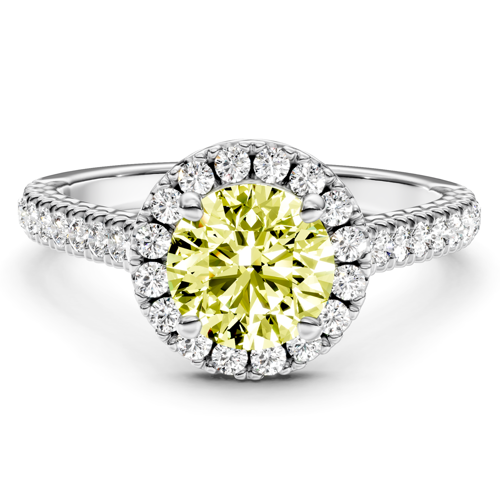 1.45-4.45 CT Round Cut Fancy Yellow Diamonds - Engagement Ring