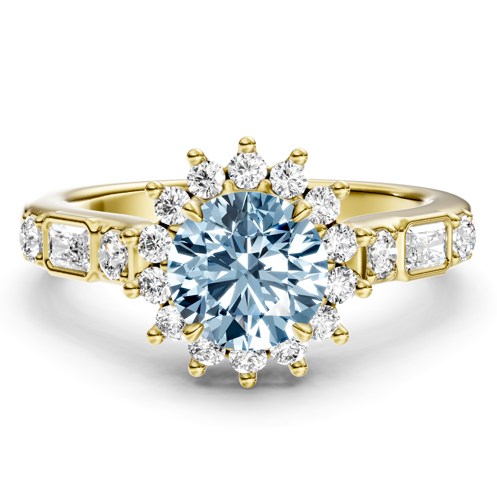1.57-4.57 CT Radiant & Round Cut Fancy Blue Diamonds - Engagement Ring