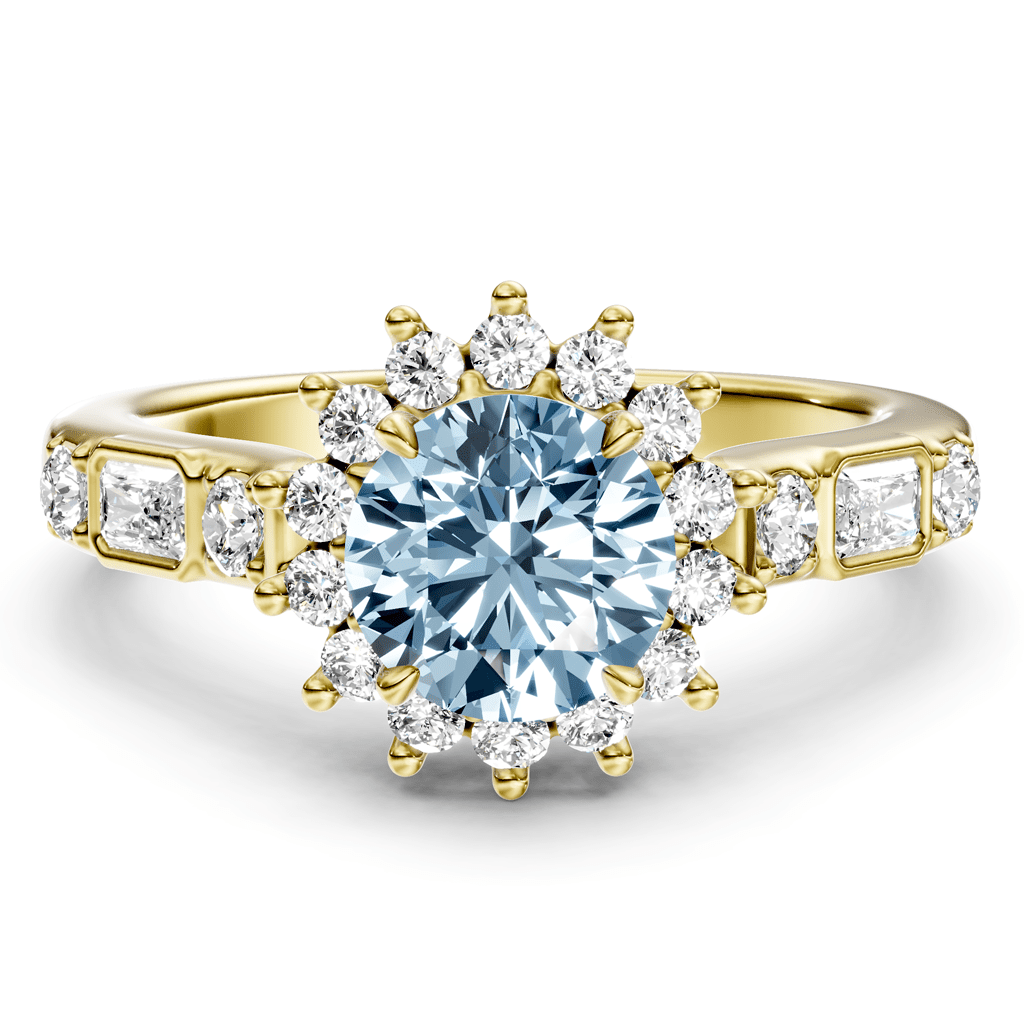1.57 - 4.57 CT Radiant & Round Cut Fancy Blue Diamonds - Engagement Ring - Primestyle.com