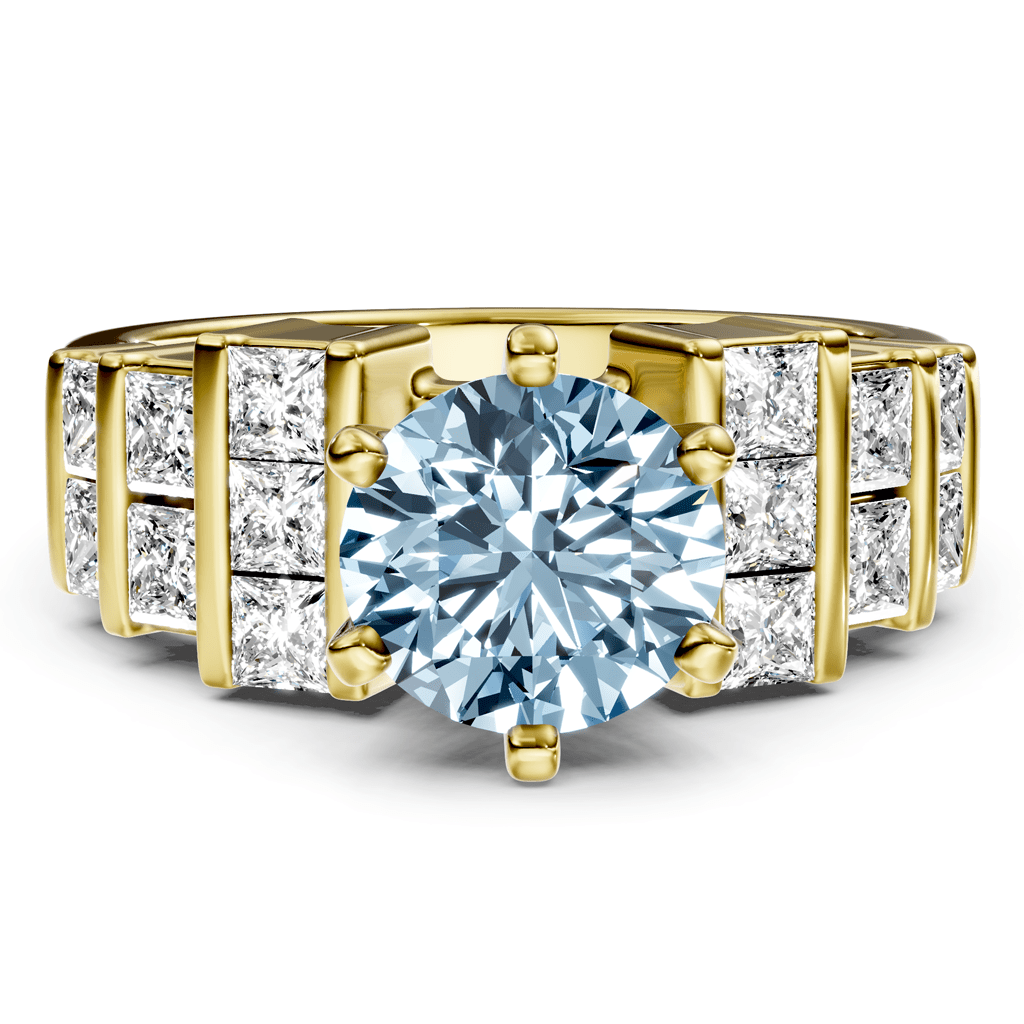 2.20-5.20 CT Princess & Round Cut Fancy Blue Diamonds - Engagement Ring