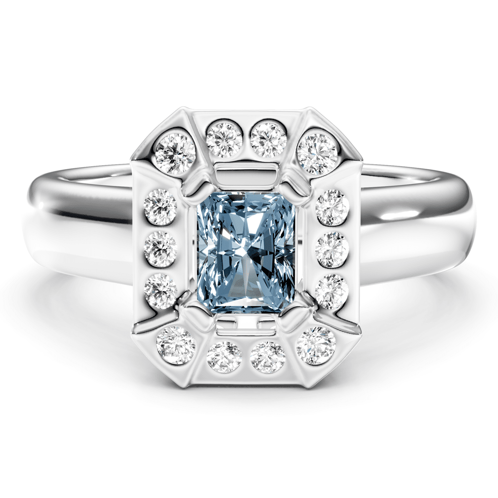 1.16 - 4.16 CT Radiant & Round Cut Fancy Blue Diamonds - Engagement Ring - Primestyle.com
