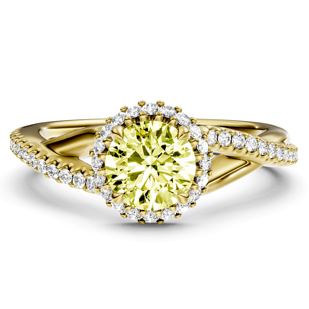 1.25-4.25 CT Round Cut Fancy Yellow Diamonds - Engagement Ring