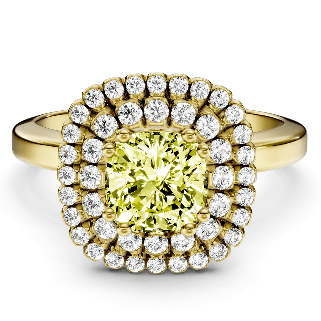 1.34 - 4.34 CT Cushion & Round Cut Fancy Yellow Diamonds - Engagement Ring - Primestyle.com