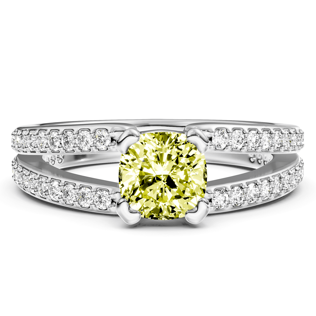 1.50 - 4.50 CT Cushion & Round Cut Fancy Yellow Diamonds - Engagement Ring - Primestyle.com