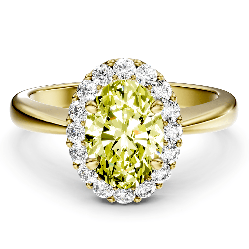 1.30 - 4.30 CT Oval & Round Cut Fancy Yellow Diamonds - Engagement Ring - Primestyle.com