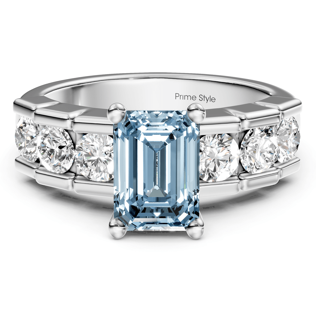 1.85 - 4.85 CT Princess & Round Cut Fancy Blue Diamonds - Engagement Ring - Primestyle.com