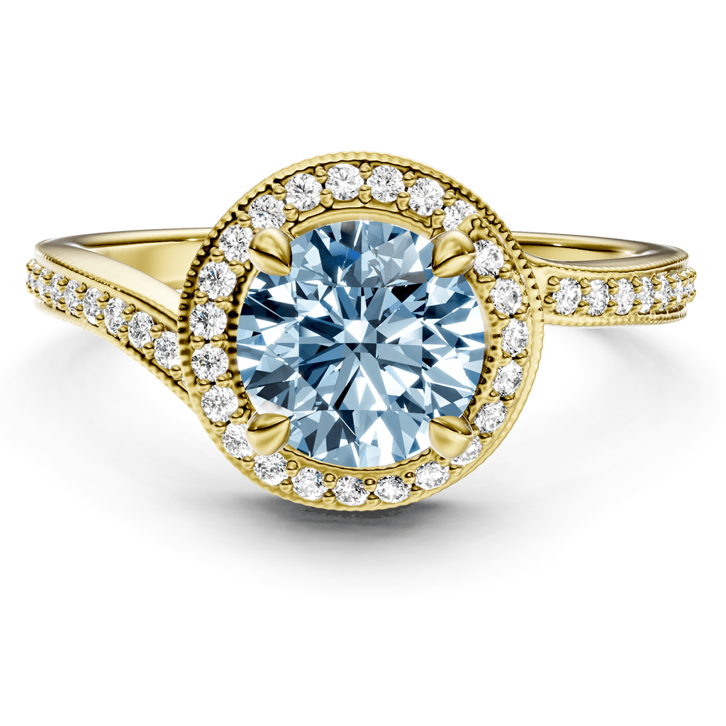 1.25 - 4.25 CT Round Cut Fancy Blue Diamonds - Engagement Ring - Primestyle.com