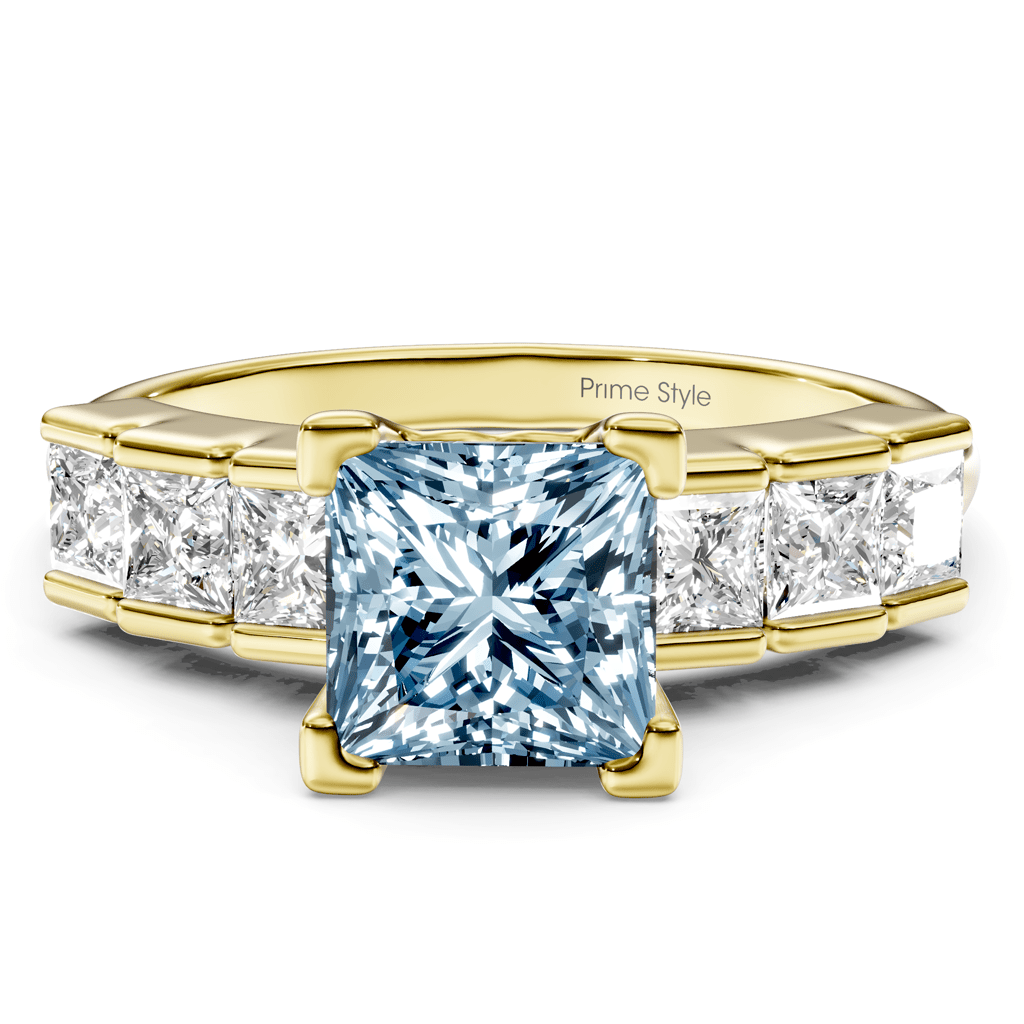 1.80-4.80 CT Princess Cut Fancy Blue Diamonds - Engagement Ring