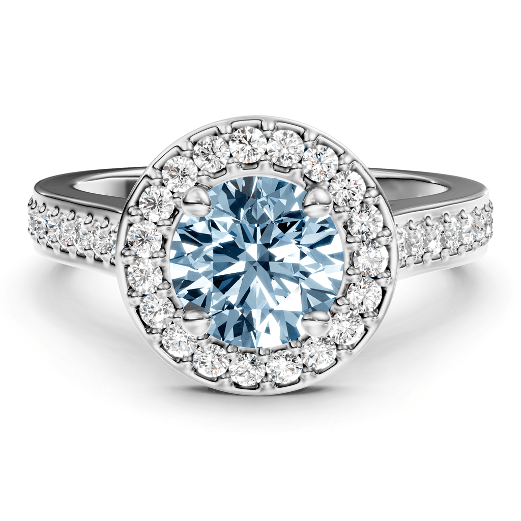 1.35-4.35 CT Round Cut Fancy Blue Diamonds - Engagement Ring