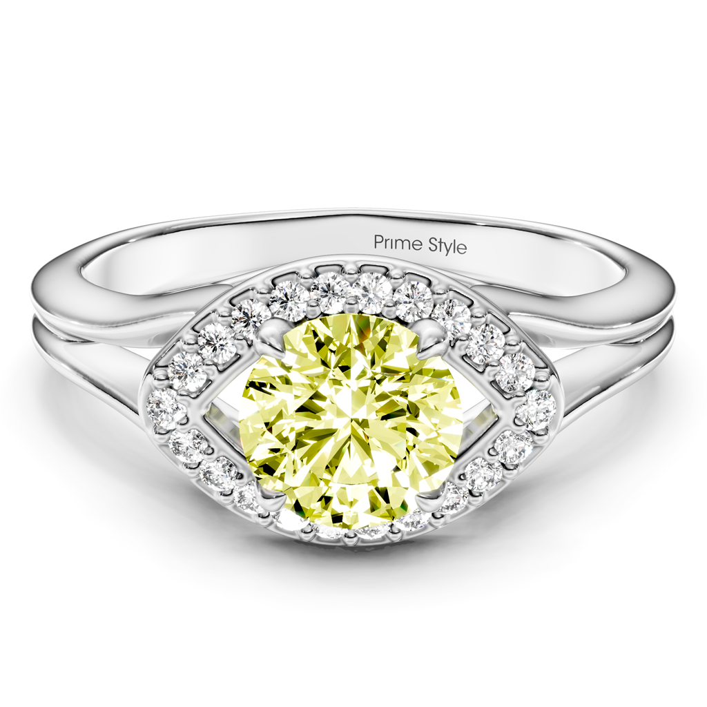 1.10-4.10 CT Round Cut Fancy Yellow Diamonds - Engagement Ring