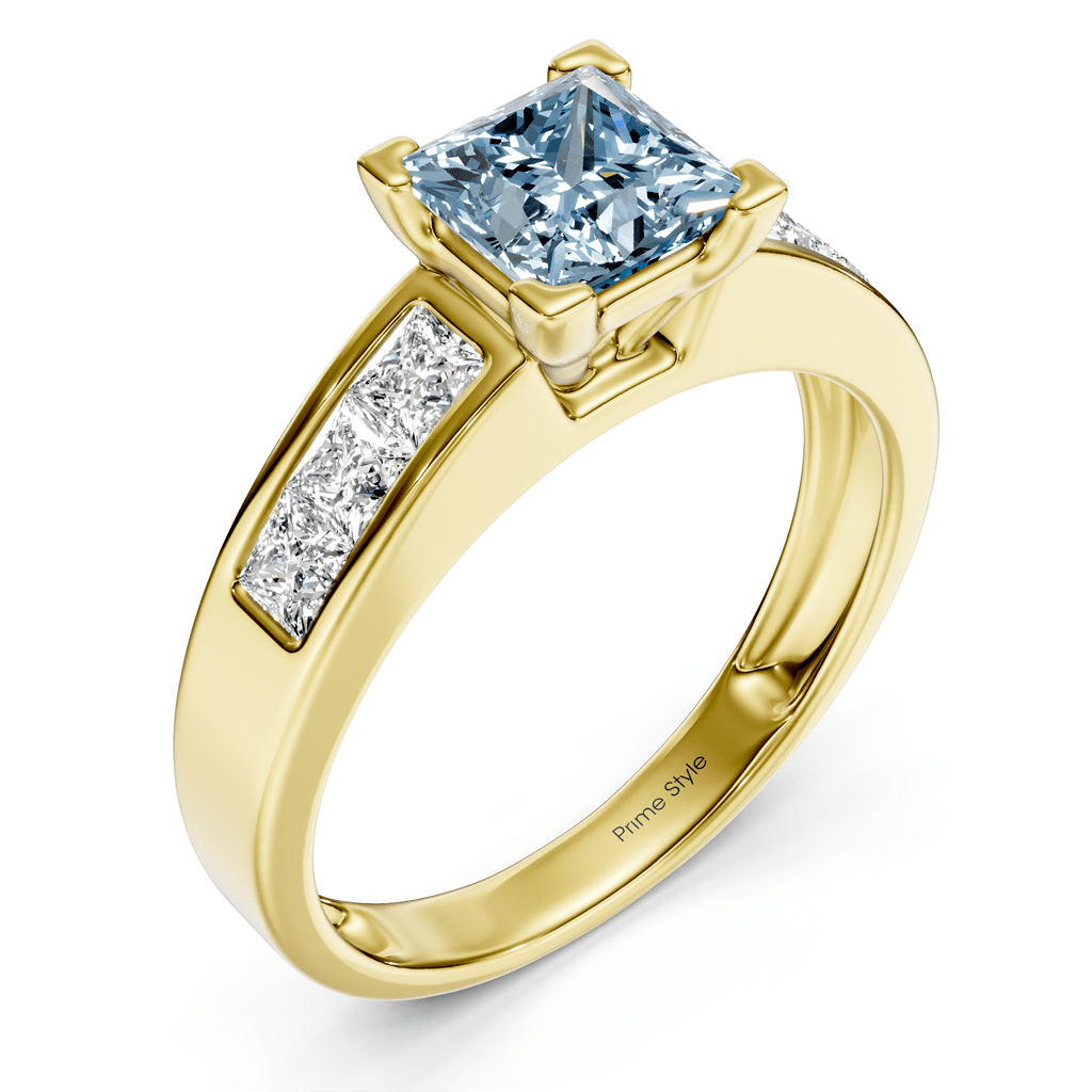 1.80 - 4.80 CT Princess Cut Fancy Blue Diamonds - Engagement Ring - Primestyle.com
