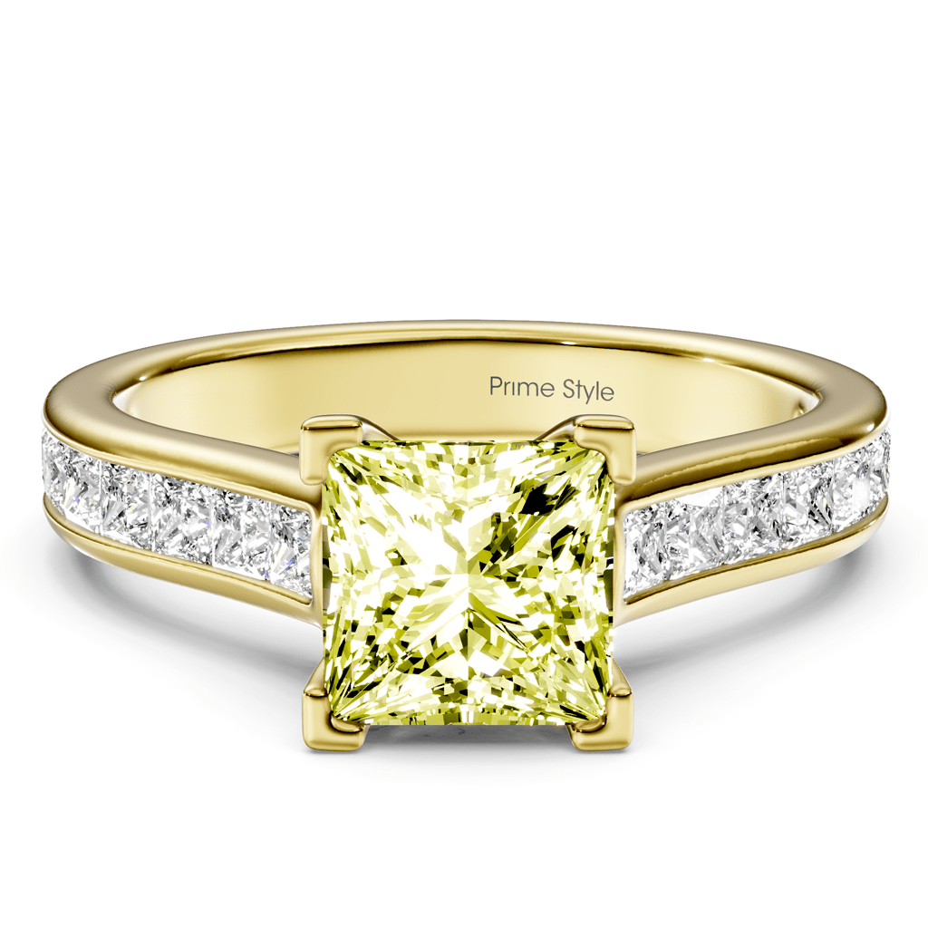 1.80-4.80 CT Princess Cut Fancy Yellow Diamonds - Engagement Ring