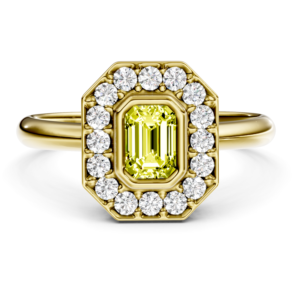 1.35-4.35 CT Emerald & Round Cut Fancy Yellow Diamonds - Engagement Ring