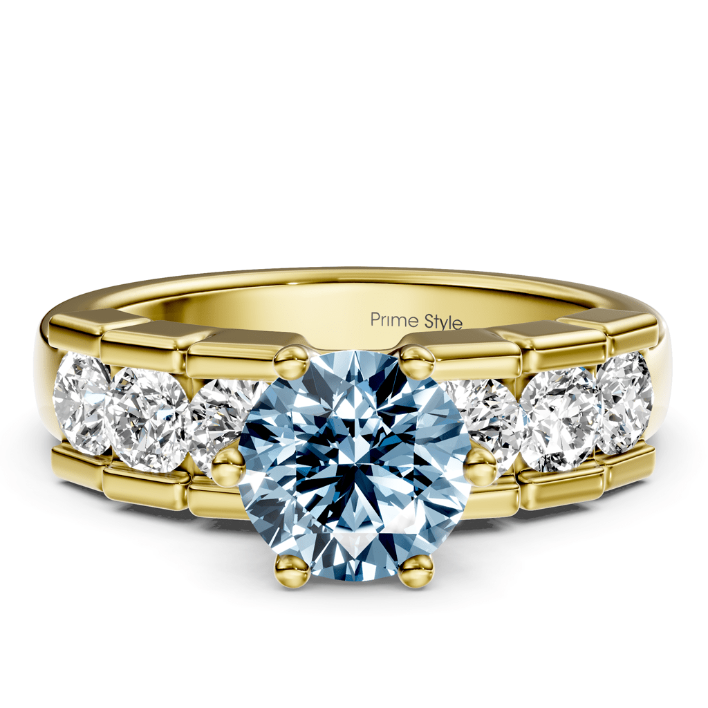 1.85 - 4.85 CT Round Cut Fancy Blue Diamonds - Engagement Ring - Primestyle.com