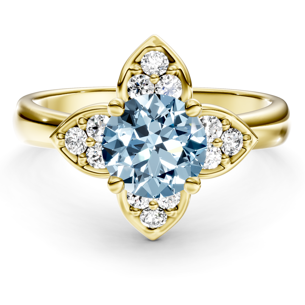 1.20-4.20 CT Round Cut Fancy Blue Diamonds - Engagement Ring