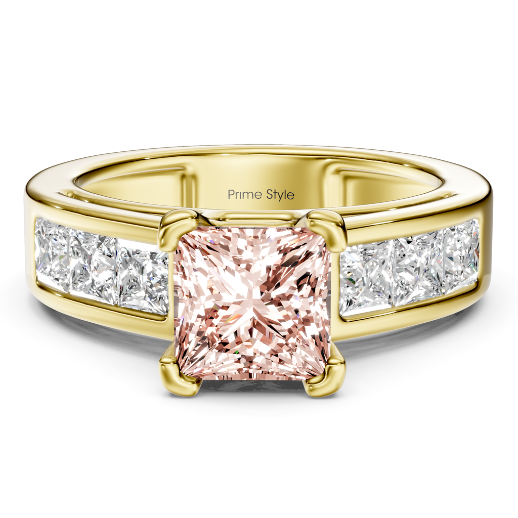 2.05-5.05 CT Princess Cut Fancy Pink Diamonds - Engagement Ring