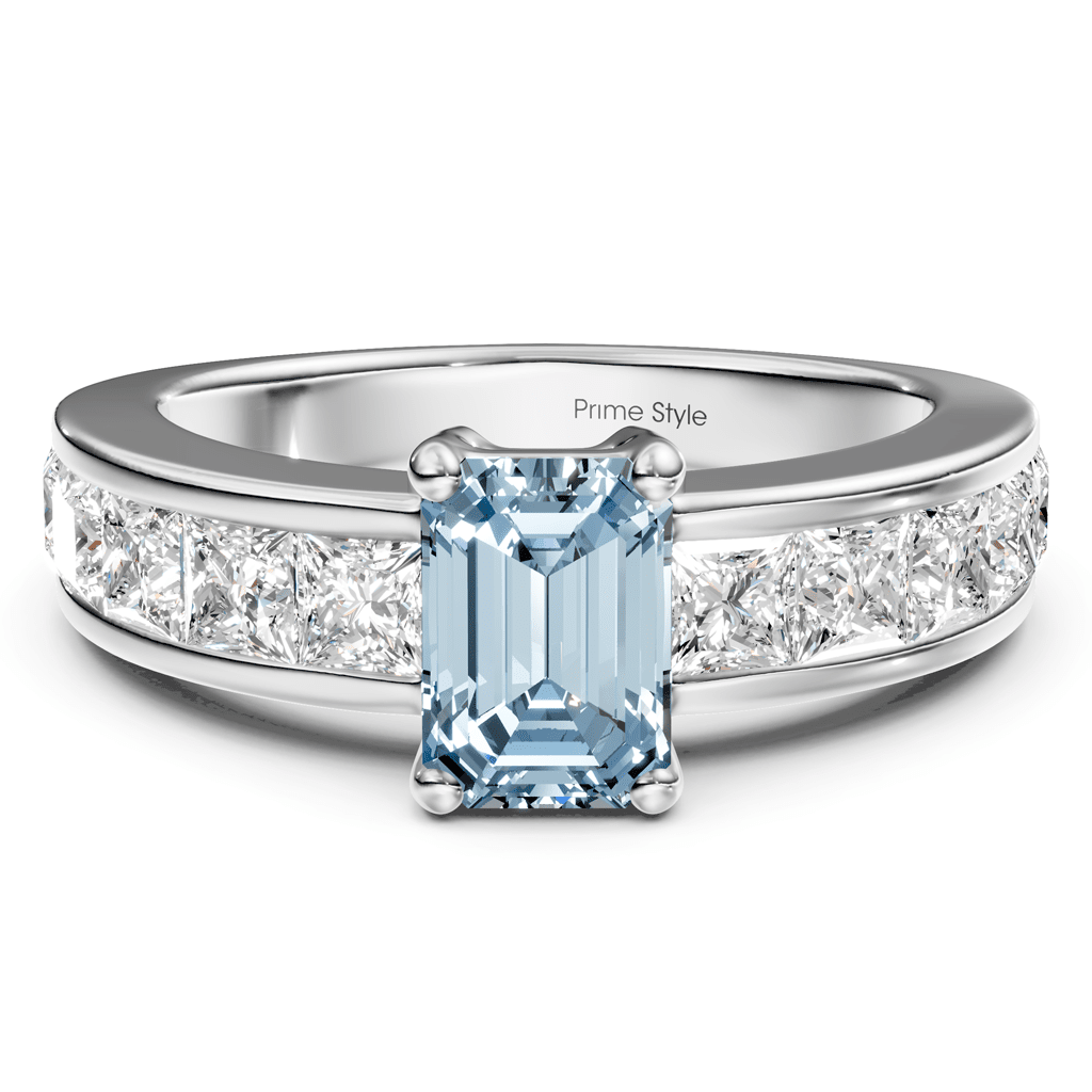 2.50-5.50 CT Emerald & Princess Cut Fancy Blue Diamonds - Engagement Ring