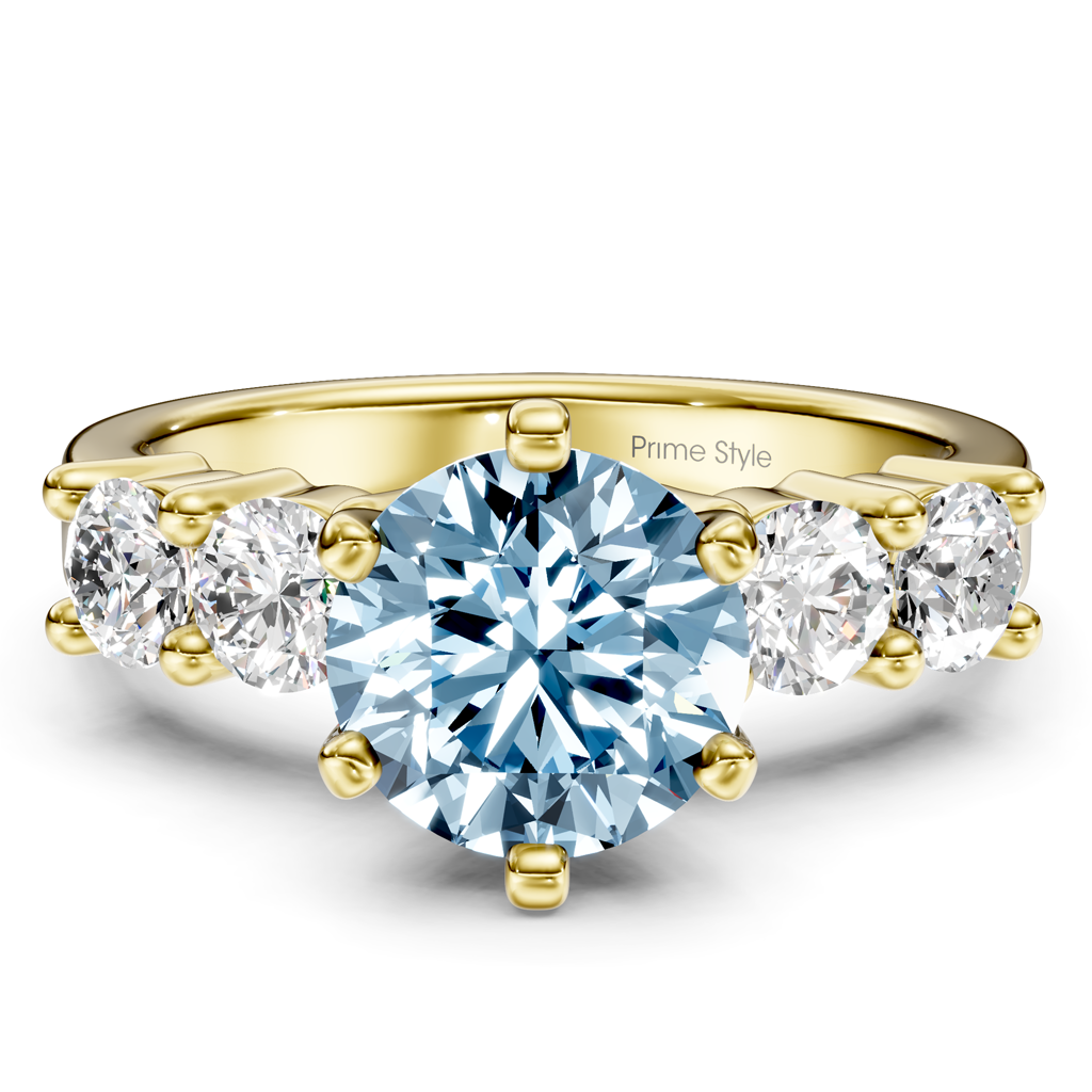 1.60-4.60 CT Round Cut Fancy Blue Diamonds - Engagement Ring