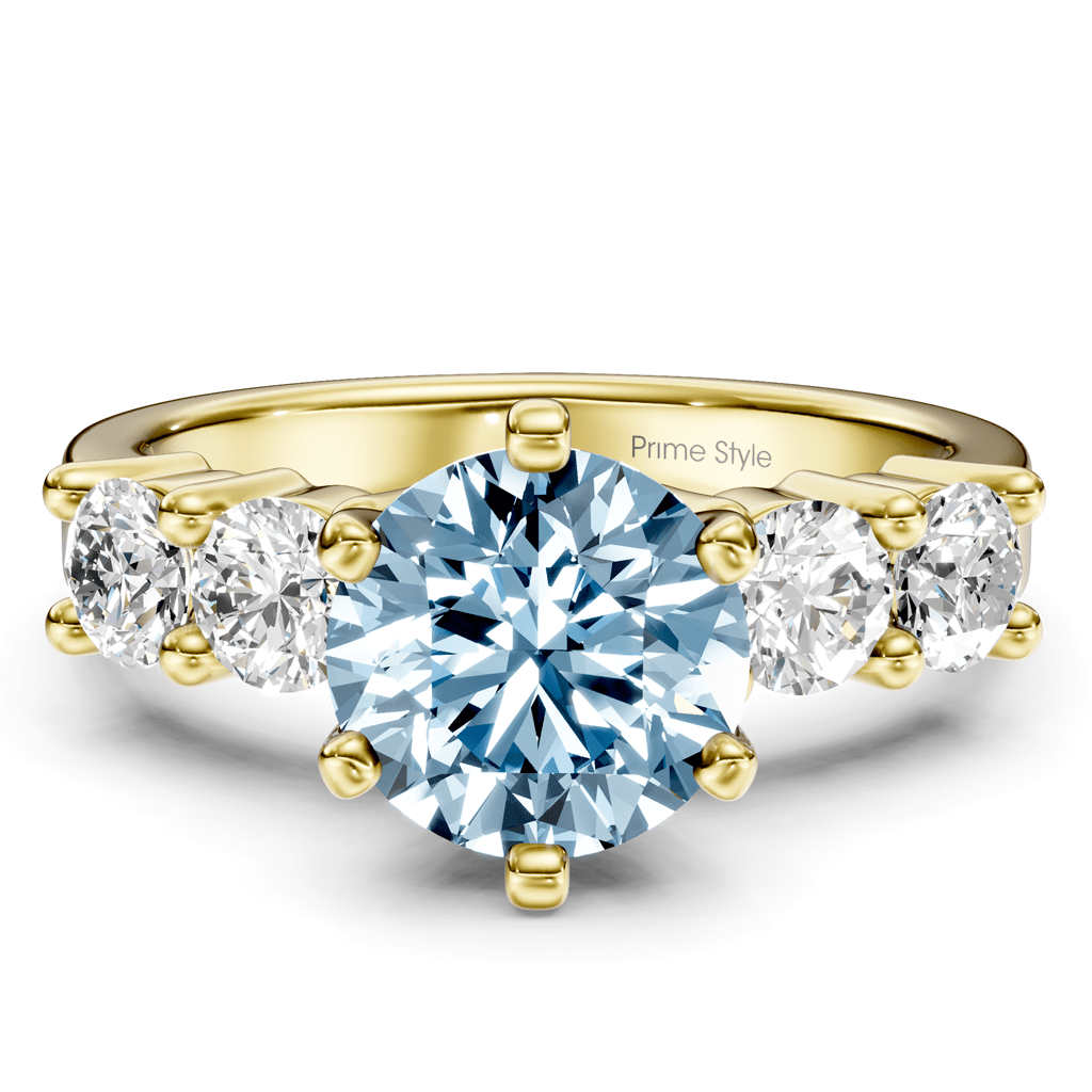 1.60-4.60 CT Round Cut Fancy Blue Diamonds - Engagement Ring