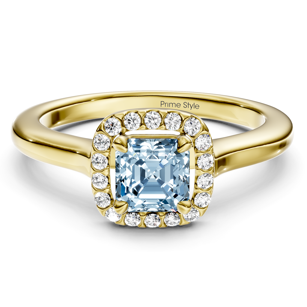 1.15-4.15 CT Ascher & Round Cut Fancy Blue Diamonds - Engagement Ring