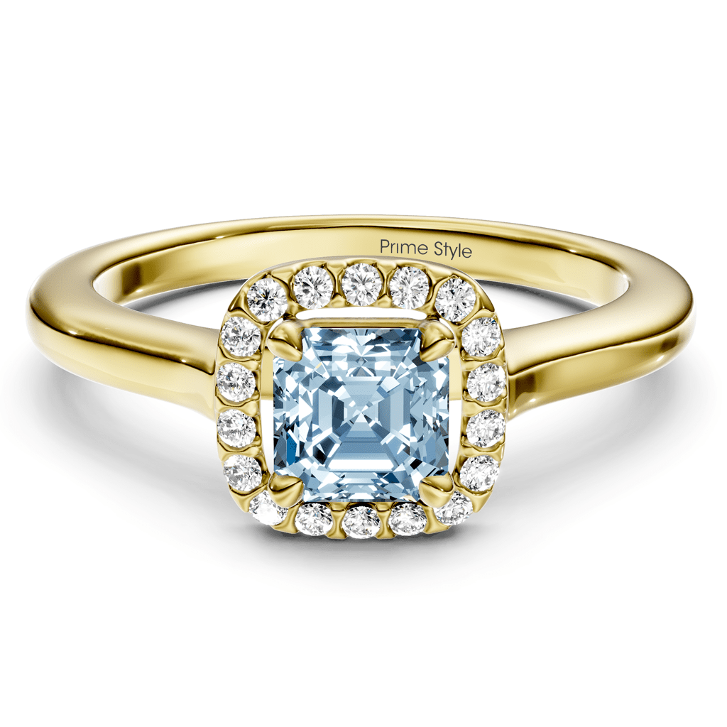 1.15-4.15 CT Ascher & Round Cut Fancy Blue Diamonds - Engagement Ring