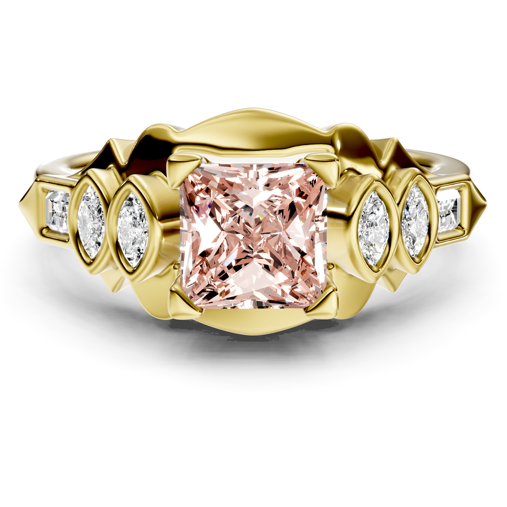 1.25-4.25 CT Baguette & Marquise & Princess Cut Fancy Pink Diamonds - Engagement Ring