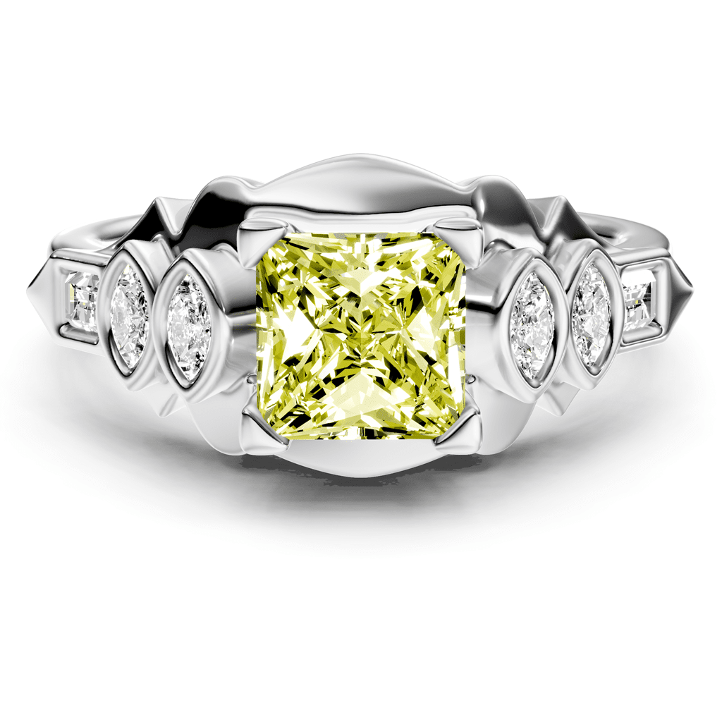 1.25 - 4.25 CT Baguette & Marquise & Princess Cut Fancy Yellow Diamonds - Engagement Ring - Primestyle.com