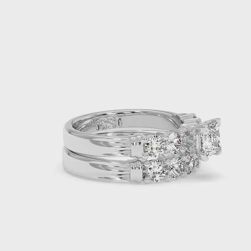 1.55-2.70 CT Round & Princess Cut Diamonds - Bridal Set